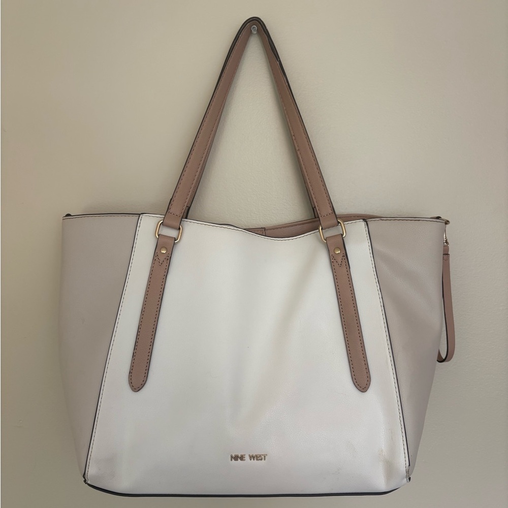 Nine West Elegant Cream and Tan Tote